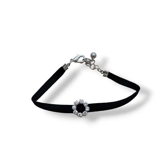 NEW Vintage 90's Y2K 2PC Velvet and Rhinestone Bracelet in Brown and Black - Picture 3 of 13